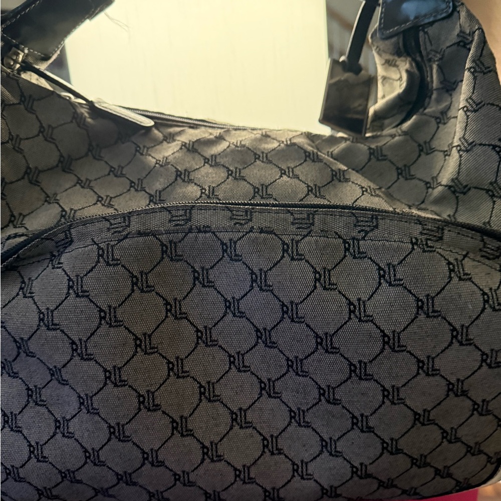 Vintage Ralph Lauren Black Gray Pattern Travel Bag. Refined & Effortless